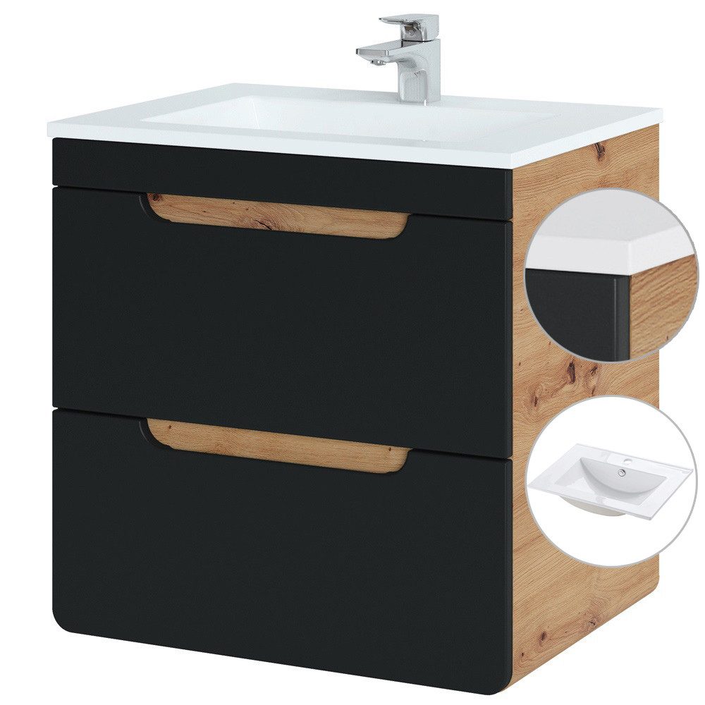 Lomadox Waschtisch NEW-LUTON, Wotan Eiche Nb. 61/60,8/46 cm günstig online kaufen