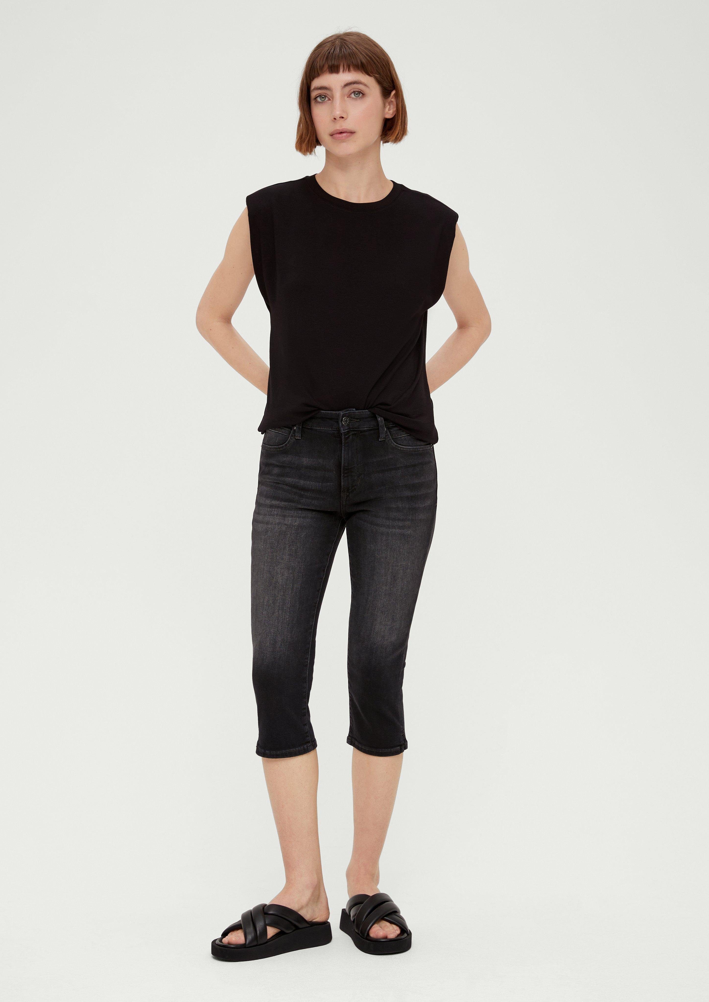 s.Oliver 7/8-Jeans Ankle-Jeans Betsy / Leder-Patch Rise Mid Slim Waschung, Leg / Slim Fit 