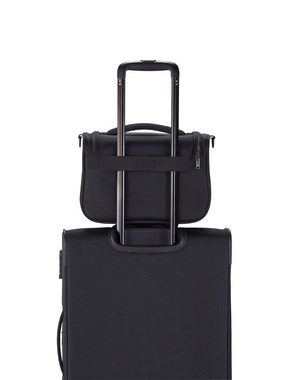 travelite Beautycase Chios Kulturtasche mit Schultergurt, auf einen Koffer aufsteckbar, Handgepäck, schwarz