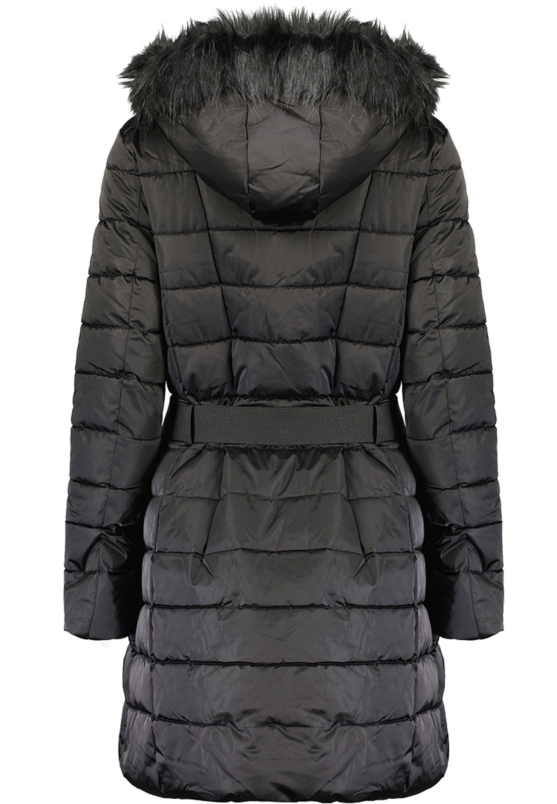 Geo Norway Winterjacke elegante Kunstfellkragen mit (1-St) schwarz baanemone Jacke Damen