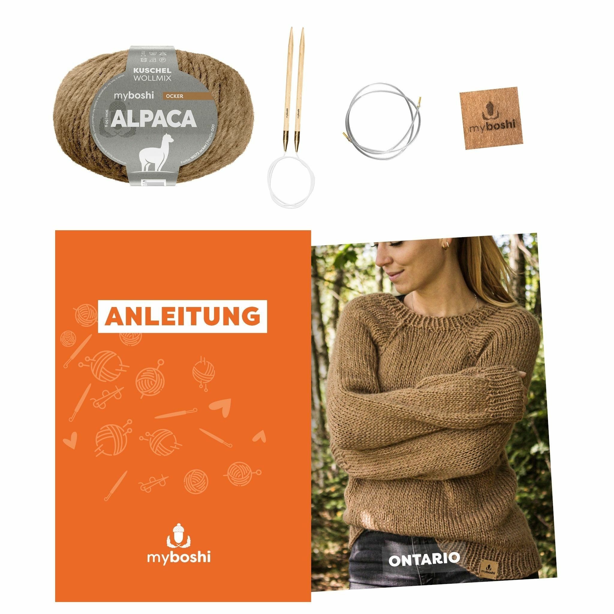 myboshi Kreativset Strickset Raglanpullover Ontario Alpaca Wolle, (1-tlg)