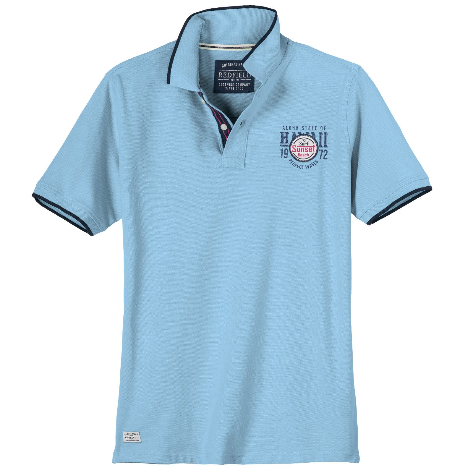 redfield Poloshirt Redfield Übergröße Poloshirt hellblau Brustpatch