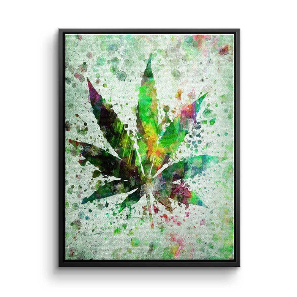 DOTCOMCANVAS® Leinwandbild, Premium Leinwandbild - Pop Art - Cannabis Painting - Mindset - Motiva schwarzer Rahmen | Leinwandbilder
