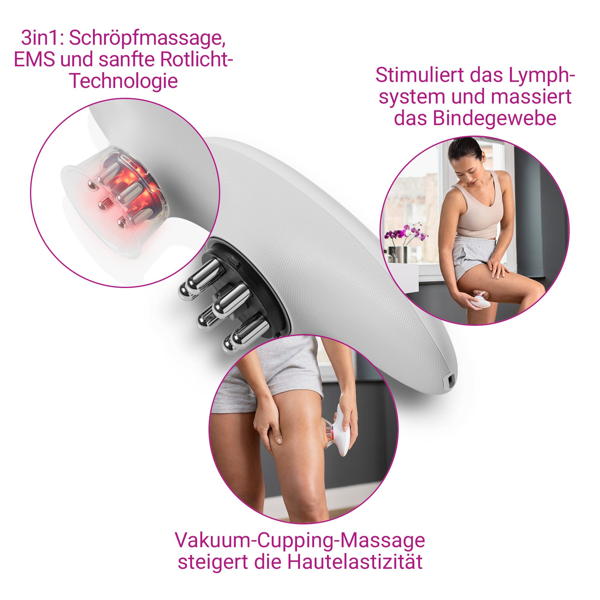 medisana Massagegerät VC 150, Set 3-tlg., 6 EMS Stufen, 3 Schröpfintensitäten, für Muskeln und Faszien