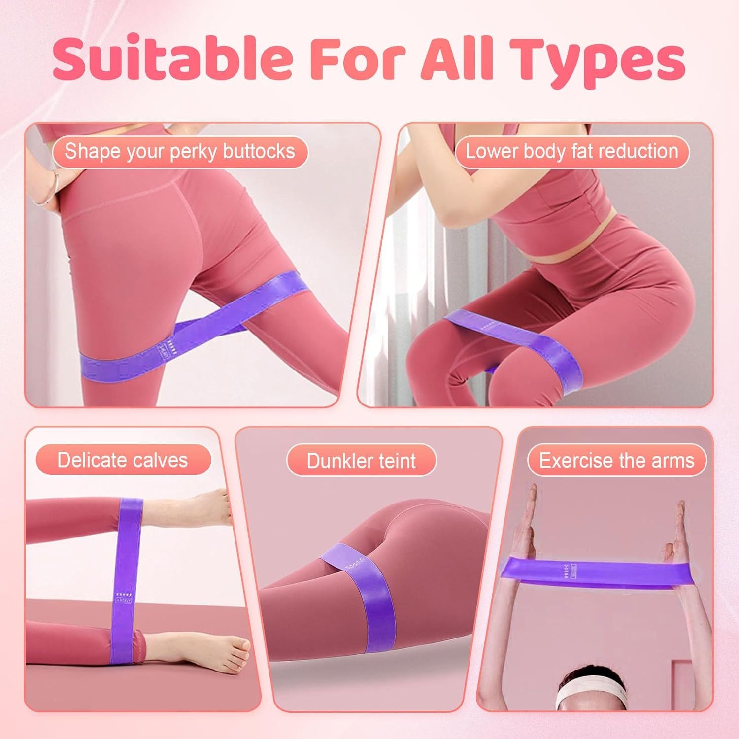 Refined Living Trainingsbänder Resistance Bands Set 5 Stück,Pilatesbänder,Yoga & Reha Trainingsbänder, Für Yoga,Pilates, Dehnung, Physiotherapie,Gewichtsreduktion oder Reha