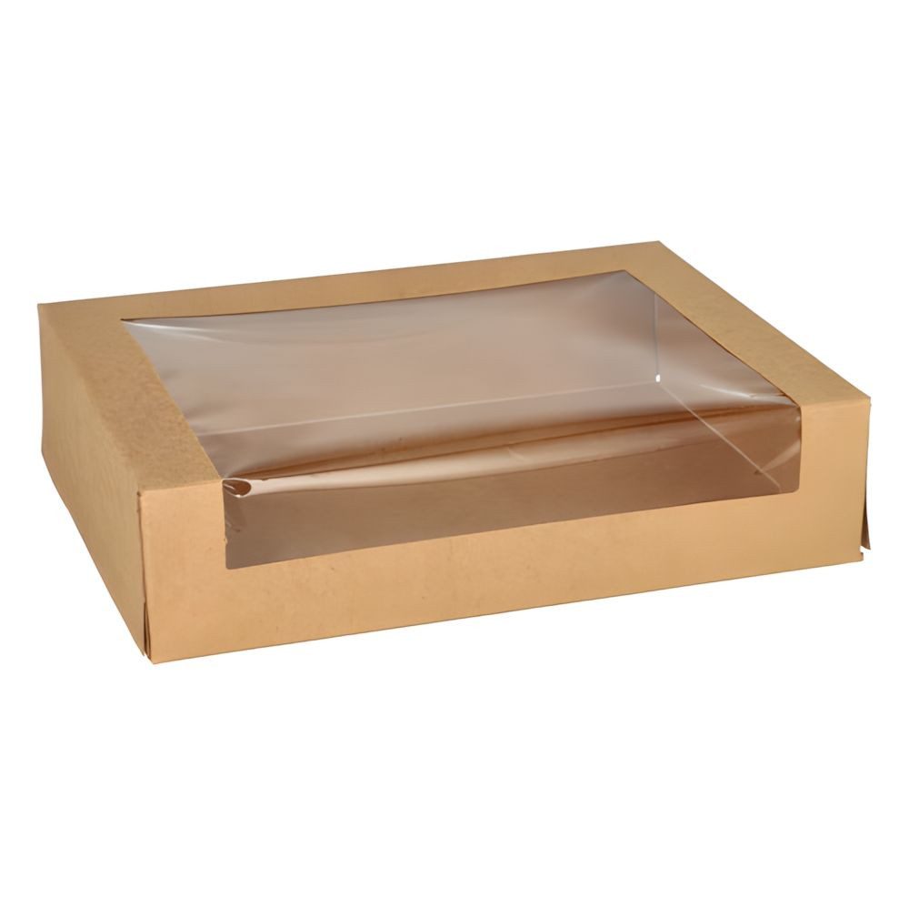 PAPSTAR Einwegschale Sushi-Schalen, Pappe eckig 4,5 cm x 19,5 cm x 14 cm braun 100 Stk, Pappe, PLA-beschichtet / PLA