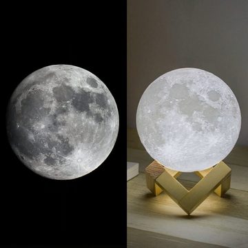 GelldG LED Nachtlicht 12 cm LED Mondlampe, 3D Mond Lampe, Touch Sensor, Warmweiß, Nachhaltig