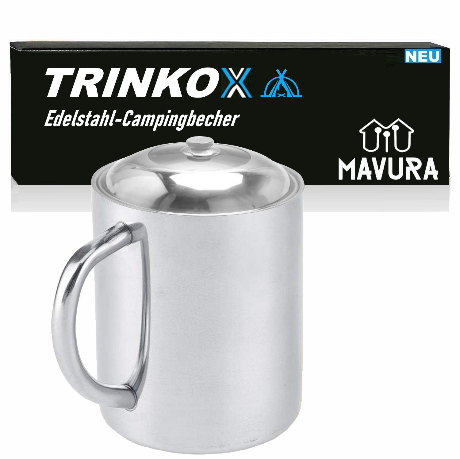 MAVURA Thermobecher TRINKOX Edelstahl Camping Becher Trinkbecher, Kaffee Tasse Mini Outdoor Kochtopf Campingtasse 600ml