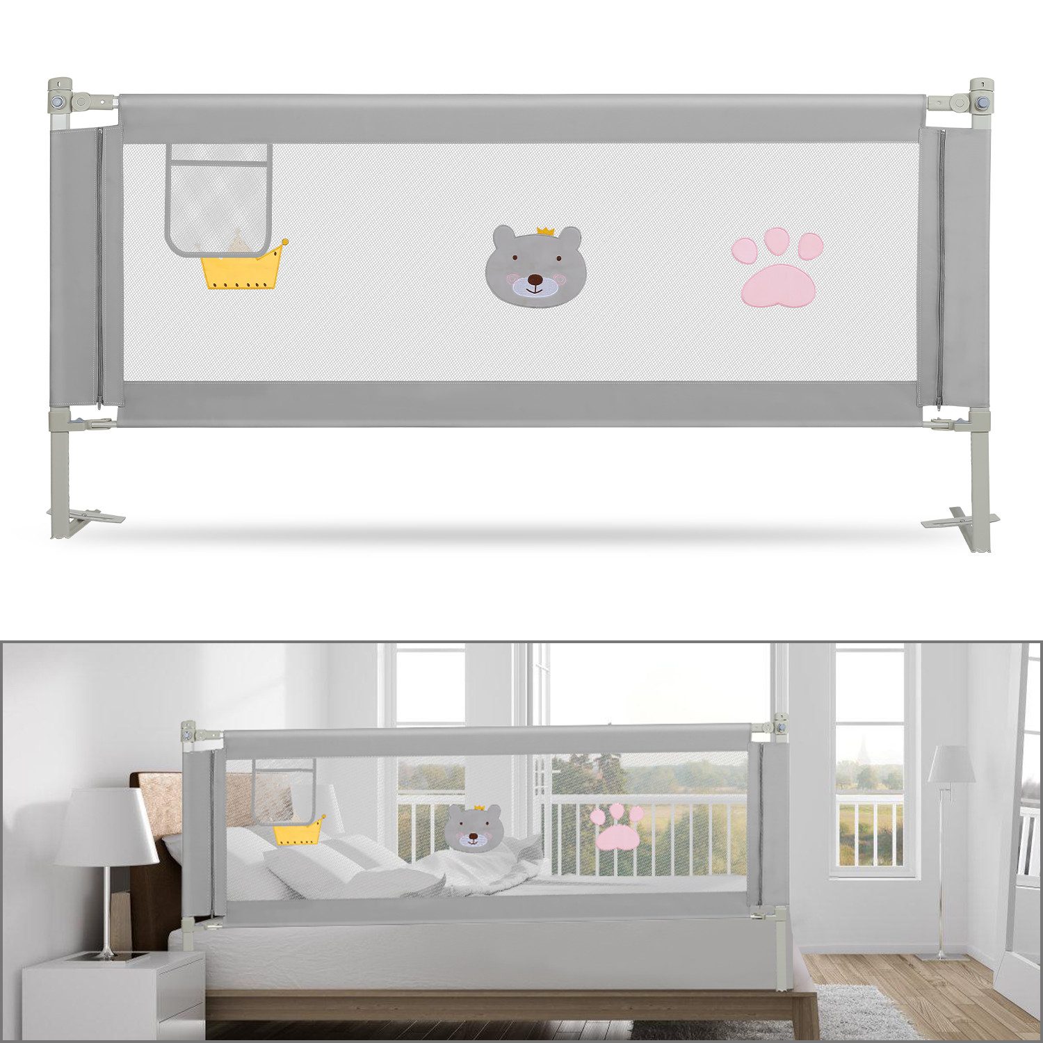 Clanmacy Bettschutzgitter Bettgitter Bettschutzgitter Kinderbettgitter Kind günstig online kaufen