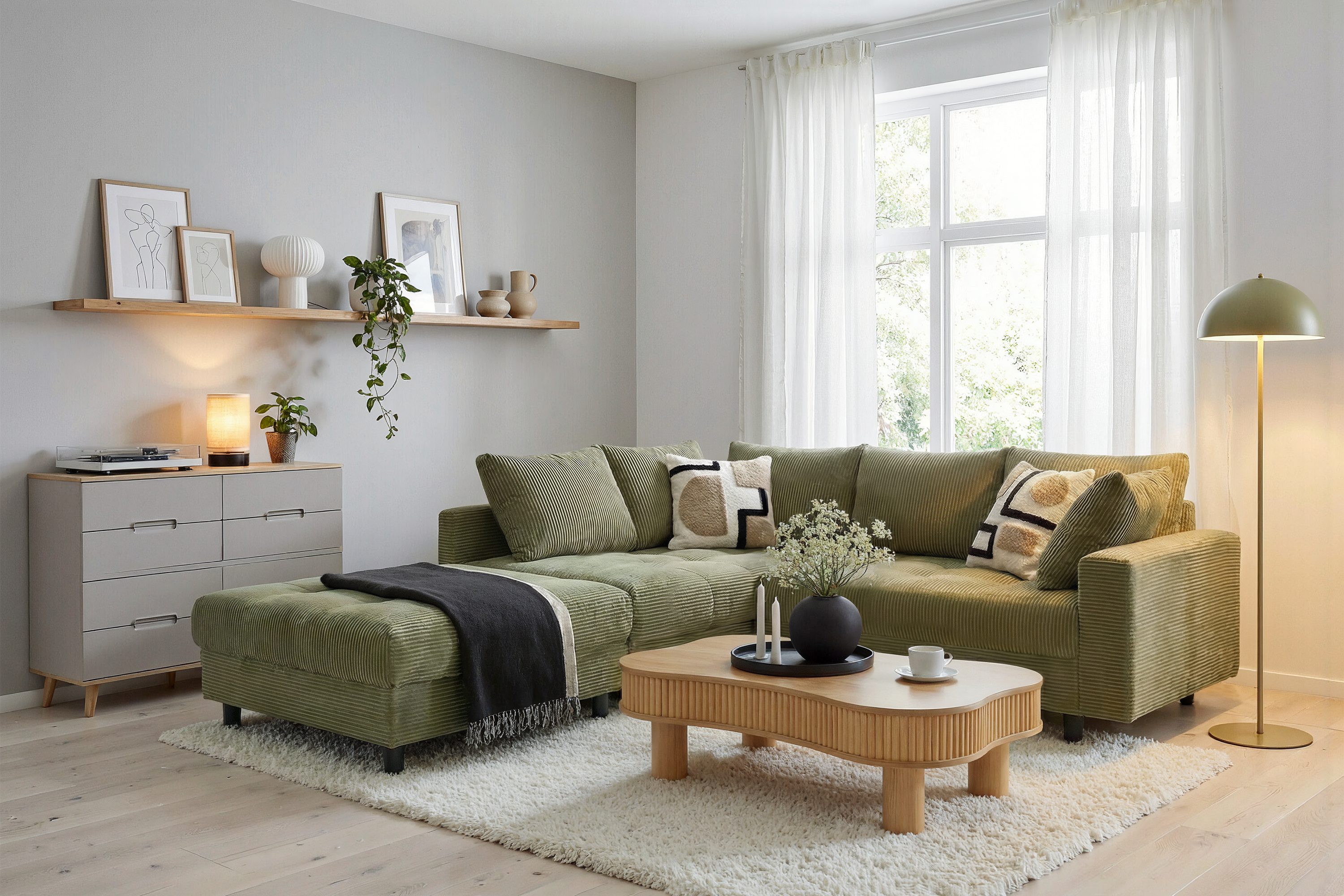 COLLECTION AB Ecksofa Toni L-Form, B: 215 cm, XXL-Liegefläche 178x190 cm mit Hocker, Set: Sofa & Hocker, 2 Zierkissen, Federkern, frei stellbar