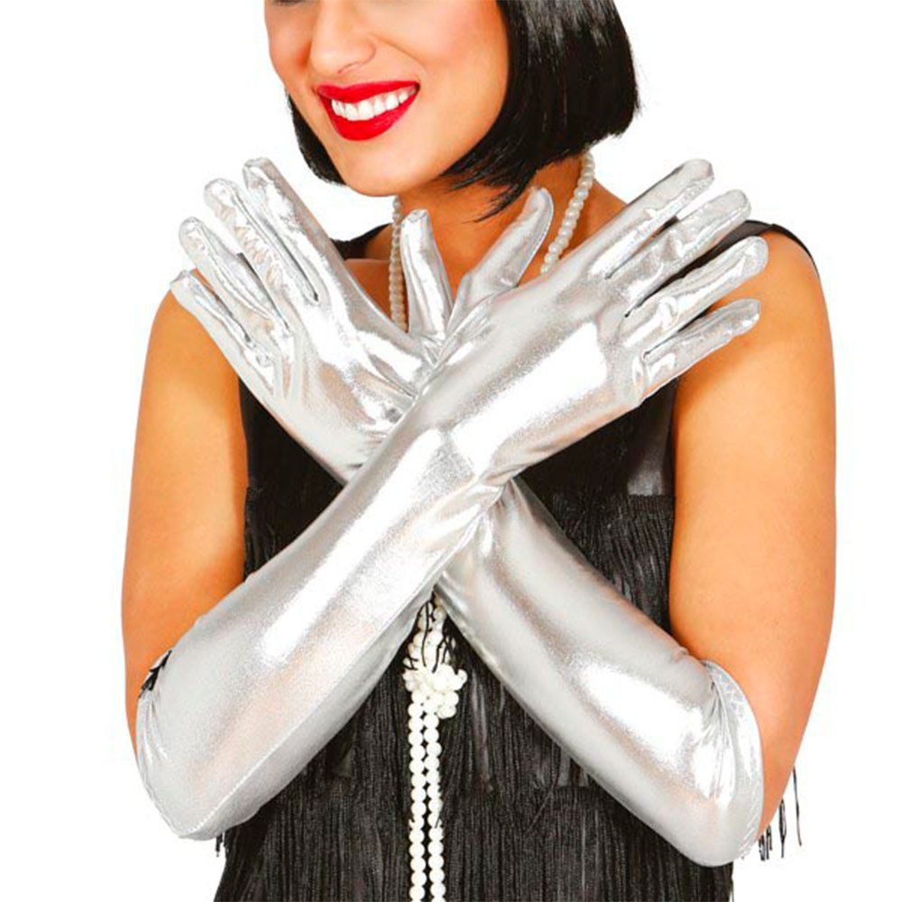 Kostüm Handschuhe lang silber 44cm