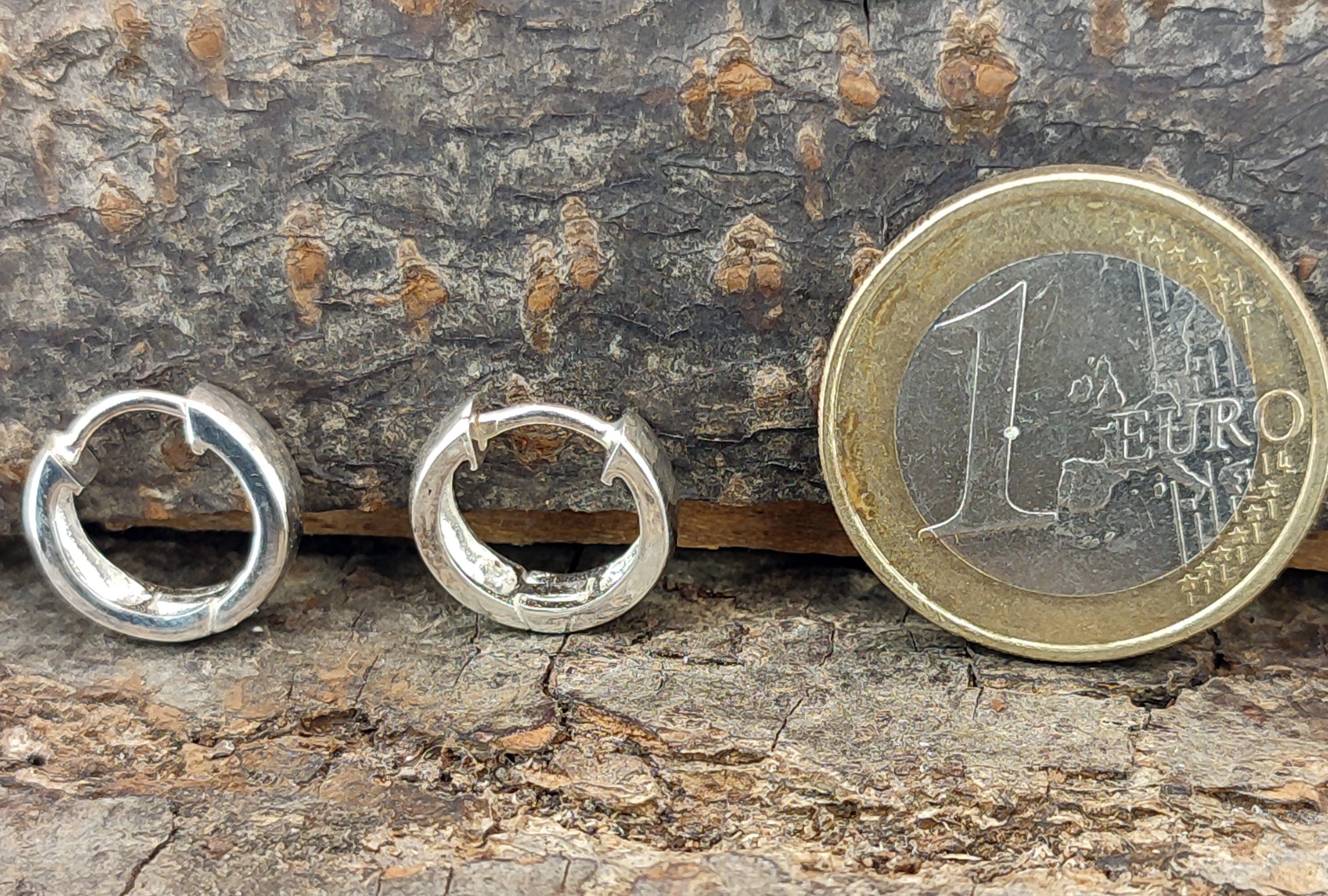 Paarpreis Kiss Leather Ohrring-Set 925 Ohrringe Klappcreole of Ohr Kreolen 13mm Silber