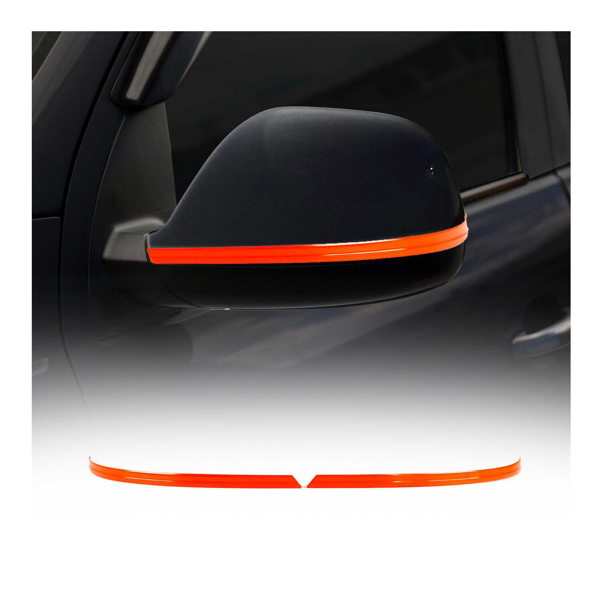 OMAC Zierleisten-Aufkleber Spiegelkappen Leiste für VW Transporter T5 2010-2015 Edelstahl Orange, (2tlg), Langlebig,Einfache Reinigung,Einfache Installation,Rostbeständig