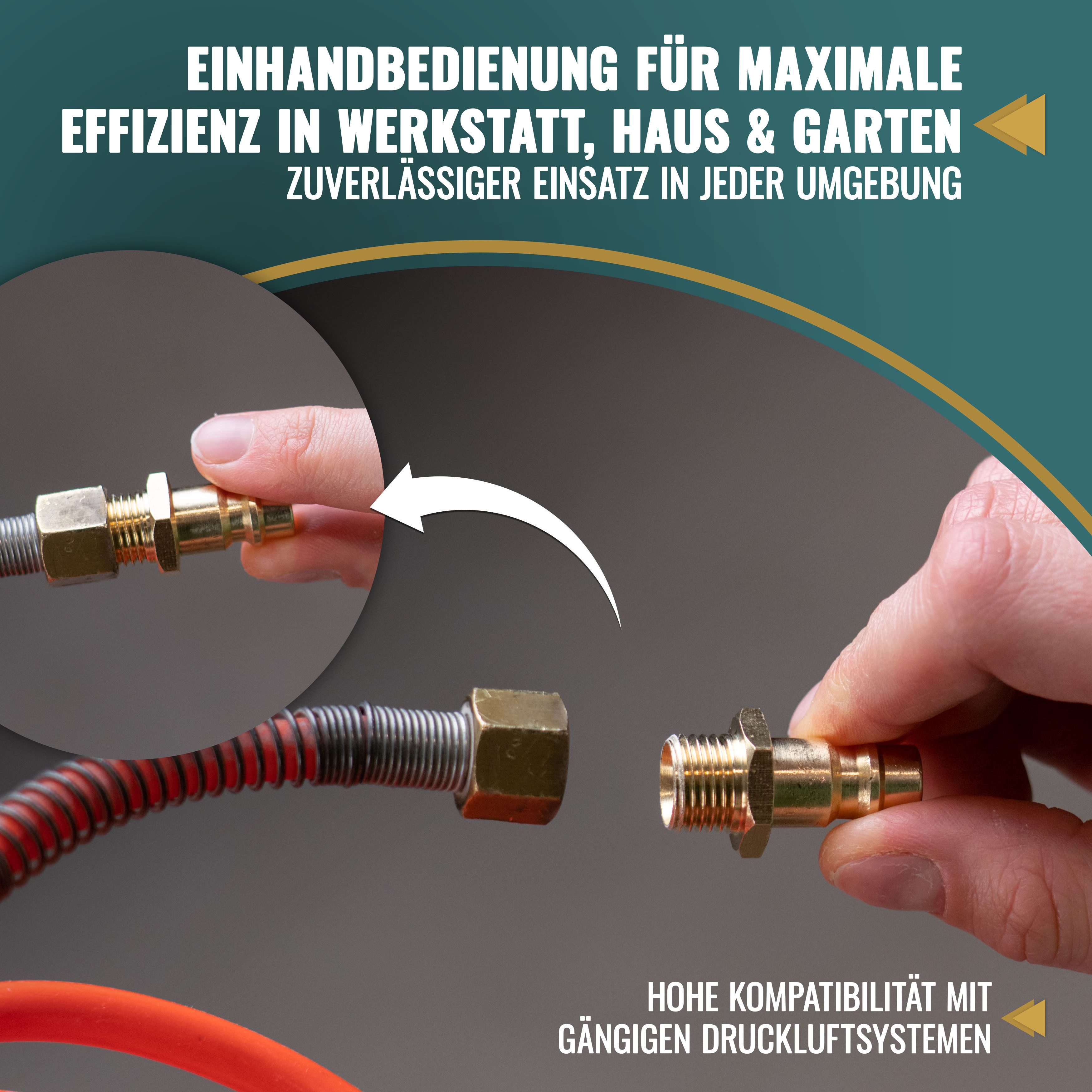Poppstar Schnellkupplung Druckluft-Stecknippel NW 7,2 mit 1/2 Zoll Außengewinde, (1-tlg), für Druckluft-Anschluss und Pneumatik-Schläuche – Bild 5 von 5