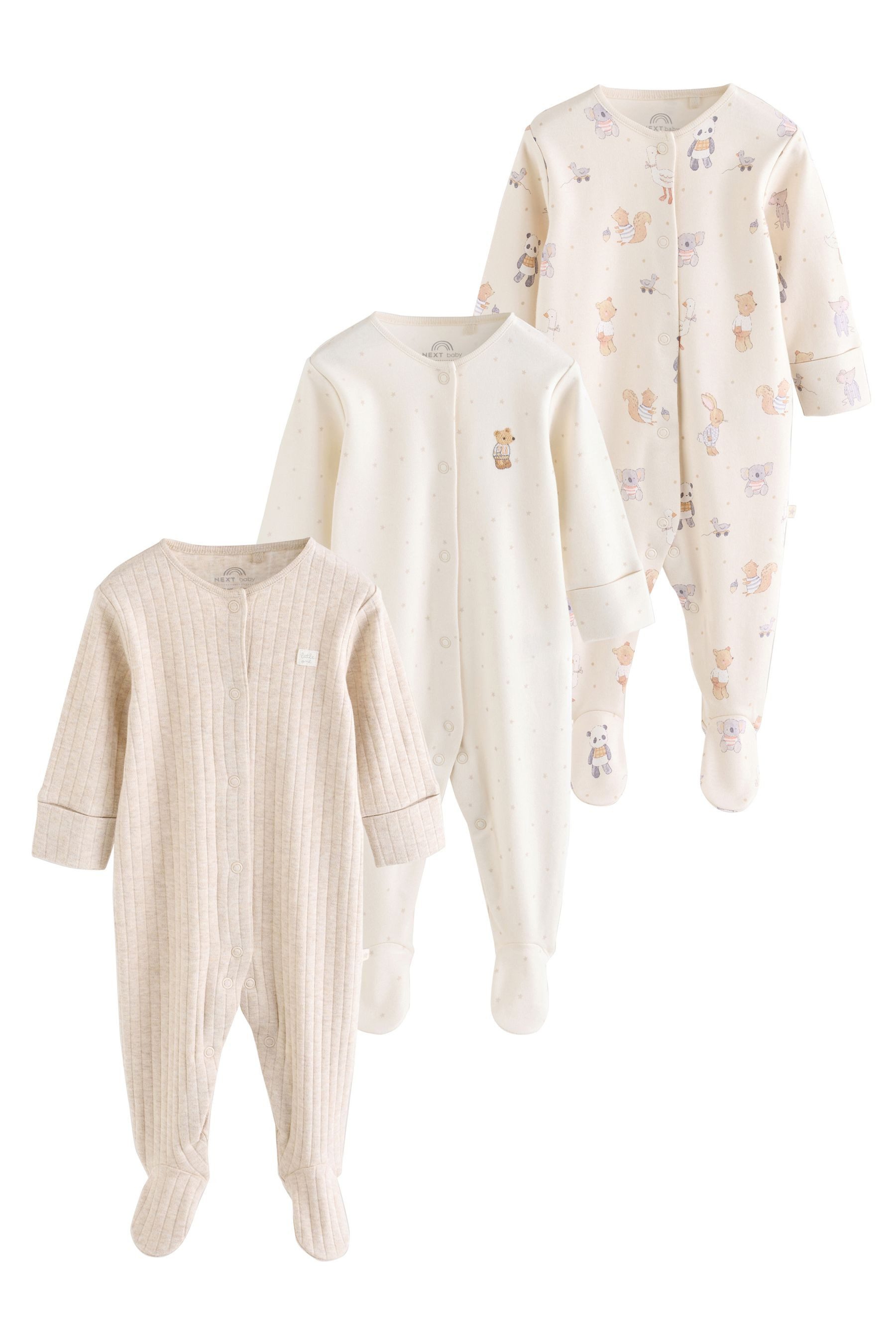 Next Schlafoverall Gerippte Babyschlafanzüge, 3er-Pack (3-tlg)