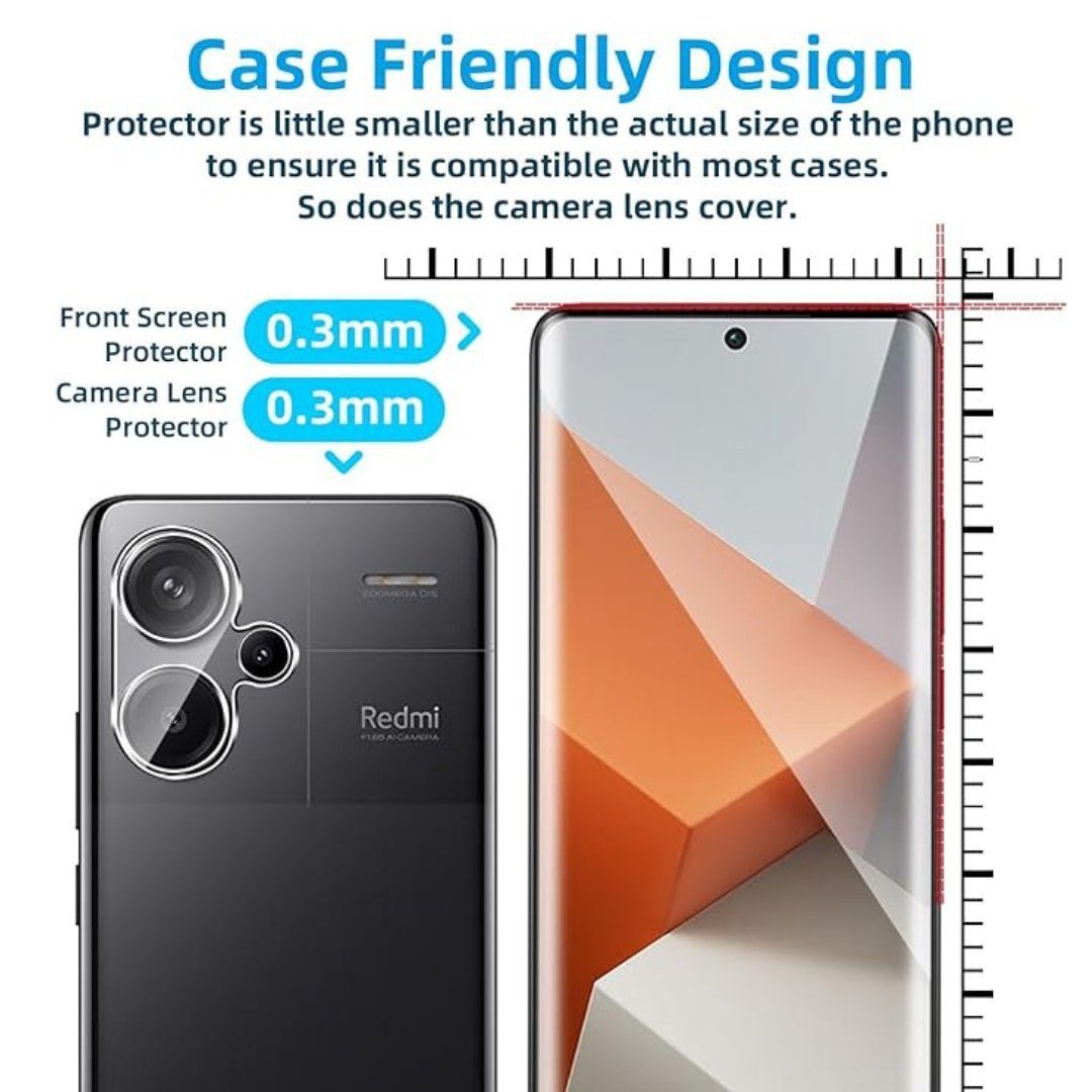 SmartUP Displayschutzglas 2X Schutzglas für Xiaomi Redmi Note 13 Pro+ 5G Panzerfolie Kamera Full, Panzerfolie – Bild 5 von 5