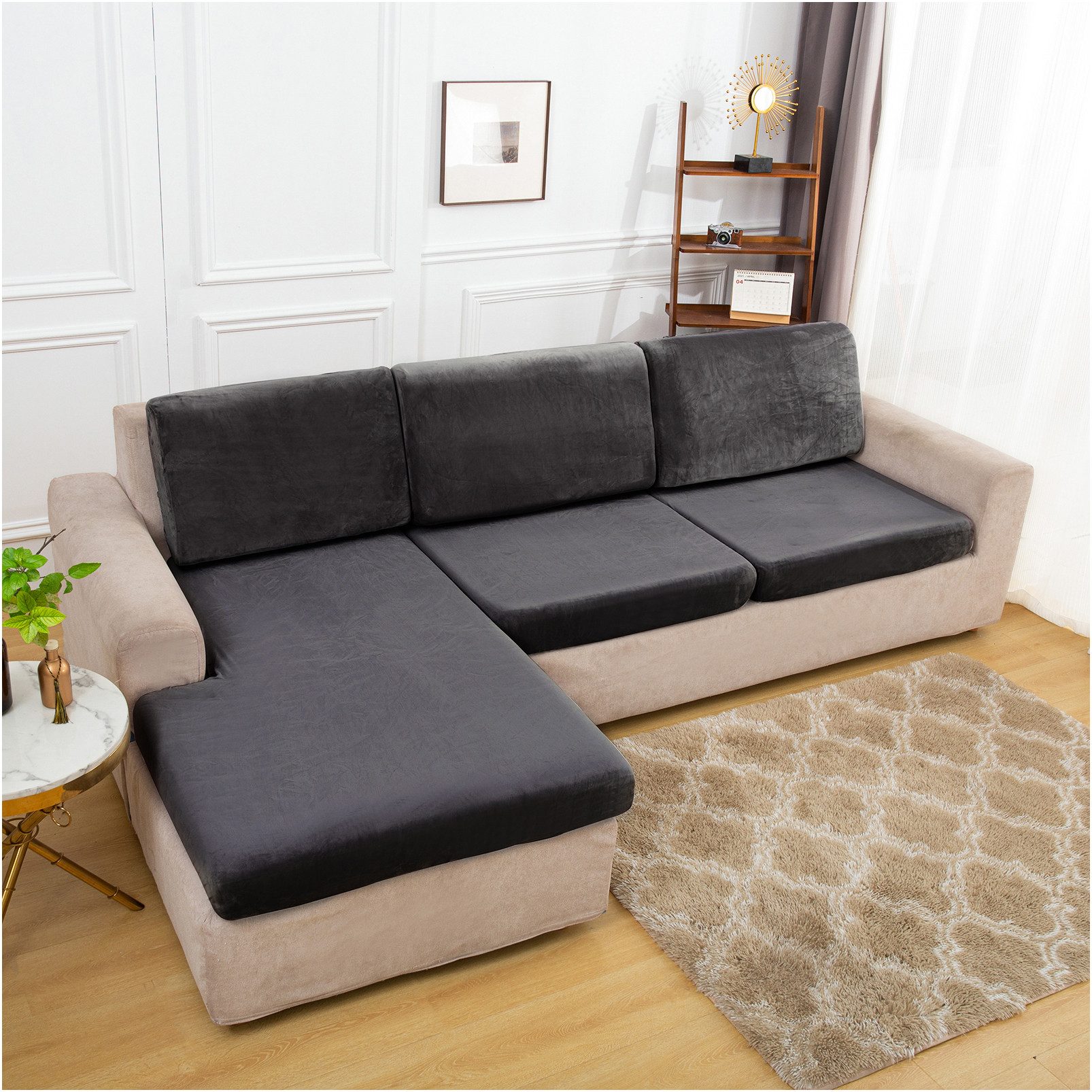 Sunicol Sofabezug Sitzkissenbezug für 2-Sitzer, Samt Stretch Sitzkissen Cou günstig online kaufen