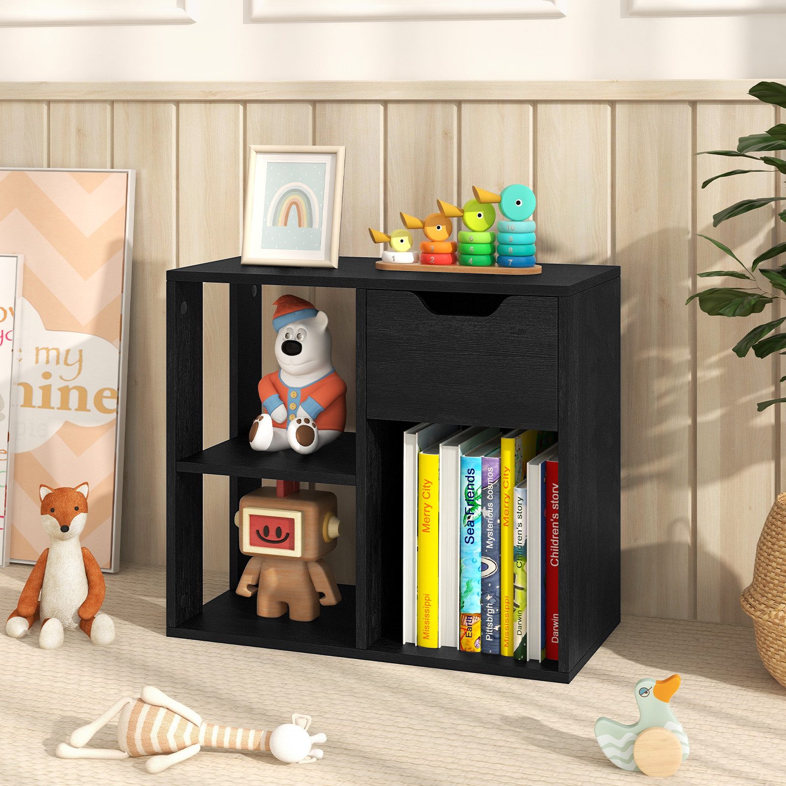 COSTWAY Bücherregal Beistelltisch, mit Schubalde & günstig online kaufen