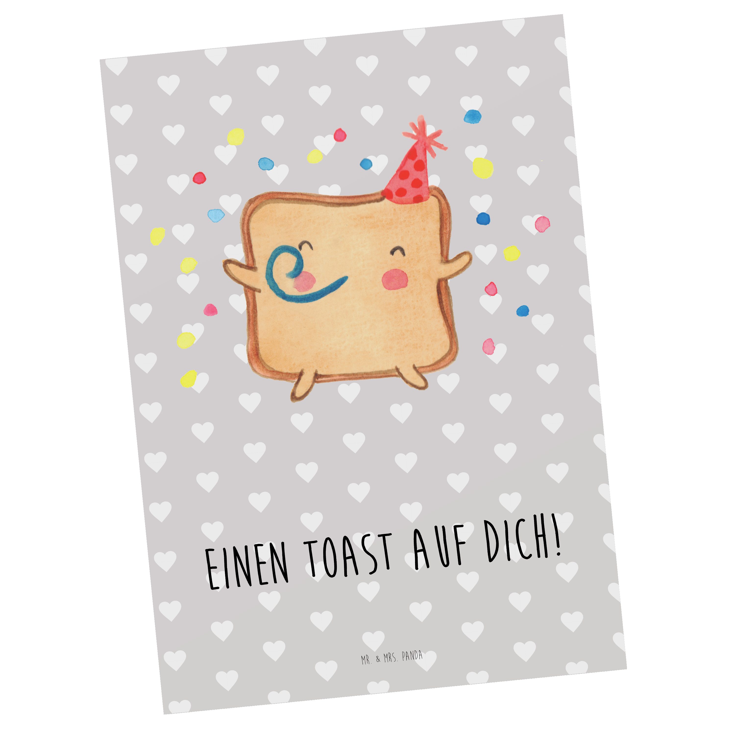 Mr. & Mrs. Panda Postkarte Toast Party - Grau Pastell - Geschenk, Verlobung, Dankeskarte, Gesche