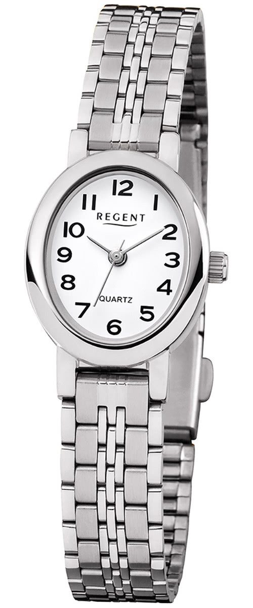 Regent Quarzuhr Regent Damen Uhr F-1169 Metall Quarz, (Analoguhr), Damen Armbanduhr oval, klein (ca. 24mm), Metallarmband