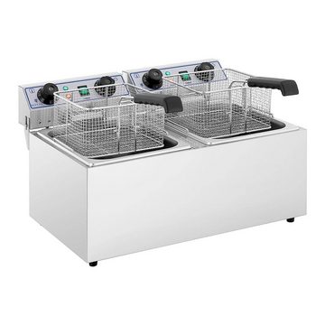 Royal Catering Fritteuse Elektro Doppel Fritteuse - 2 x 13 Liter mit Timerfunktion (60 Min)