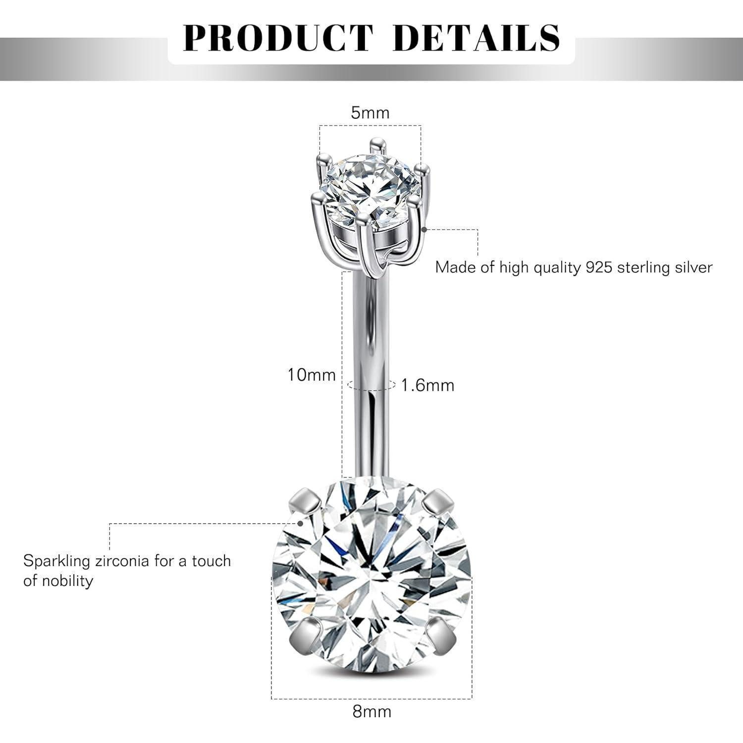 CIZME Bauchnabelpiercing 925 Silber Bauchnabel Ring perforiert 14g 8/10mm m günstig online kaufen