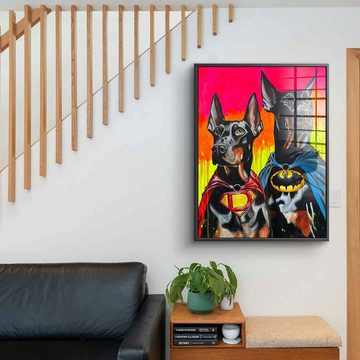 DOTCOMCANVAS® Acrylglasbild Hero Dogs - Acrylglas, Acrylglasbild Batman Superman Hero Dogs Comic Pop Art Druck Wandbild