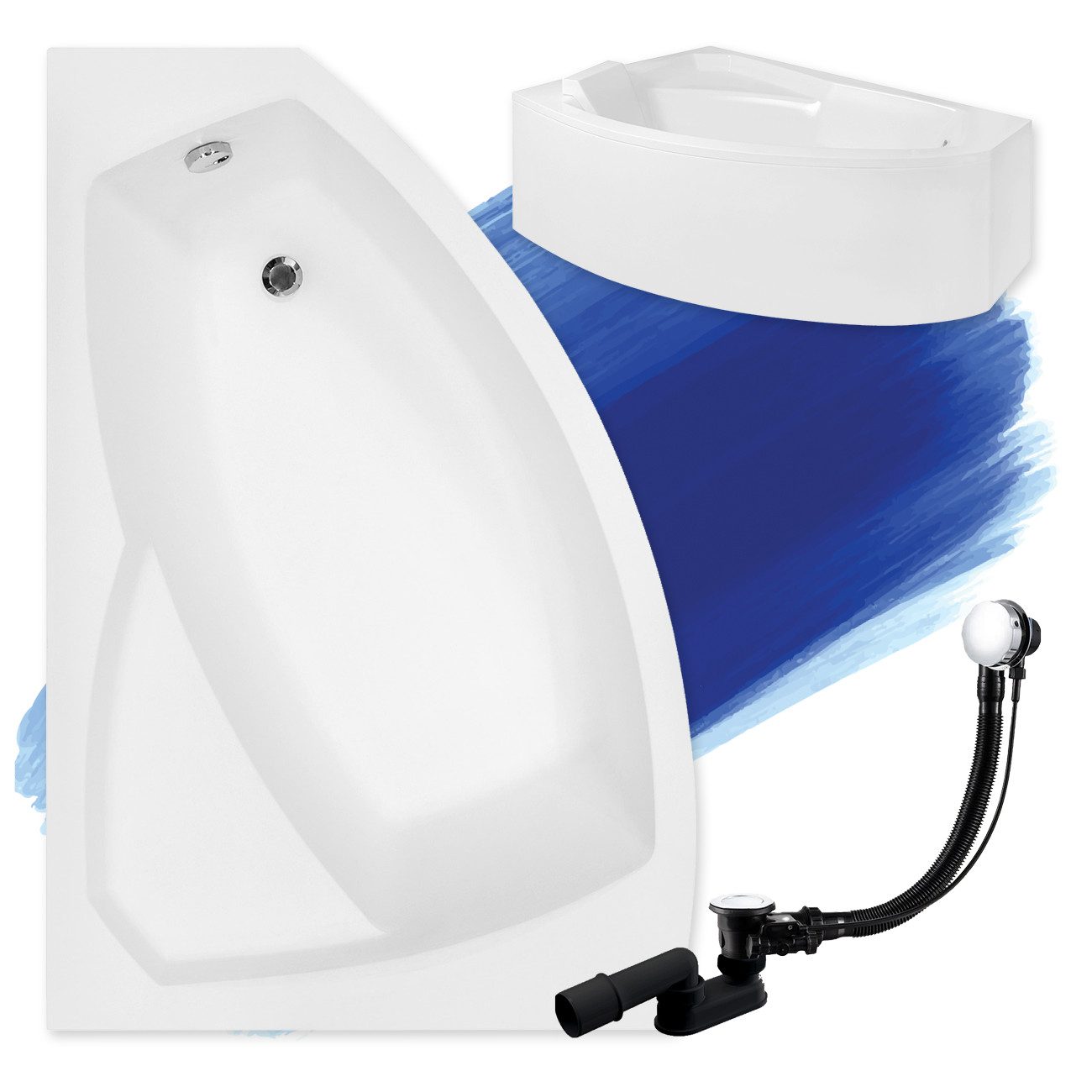 KOLMAN Badewanne Eckbadewanne Rima 130x85, (Links/Rechts), Ablaufgarnitur & günstig online kaufen