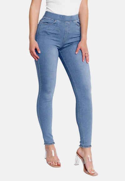 Egomaxx Skinny-fit-Jeans Denim Skinny Jeans Hose Stretch Röhrenjeans Vintage (1-tlg) 3261 in Hellblau