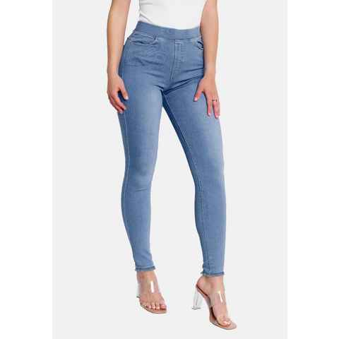 Egomaxx Skinny-fit-Jeans Denim Skinny Jeans Hose Stretch Röhrenjeans Vintage (1-tlg) 3261 in Hellblau