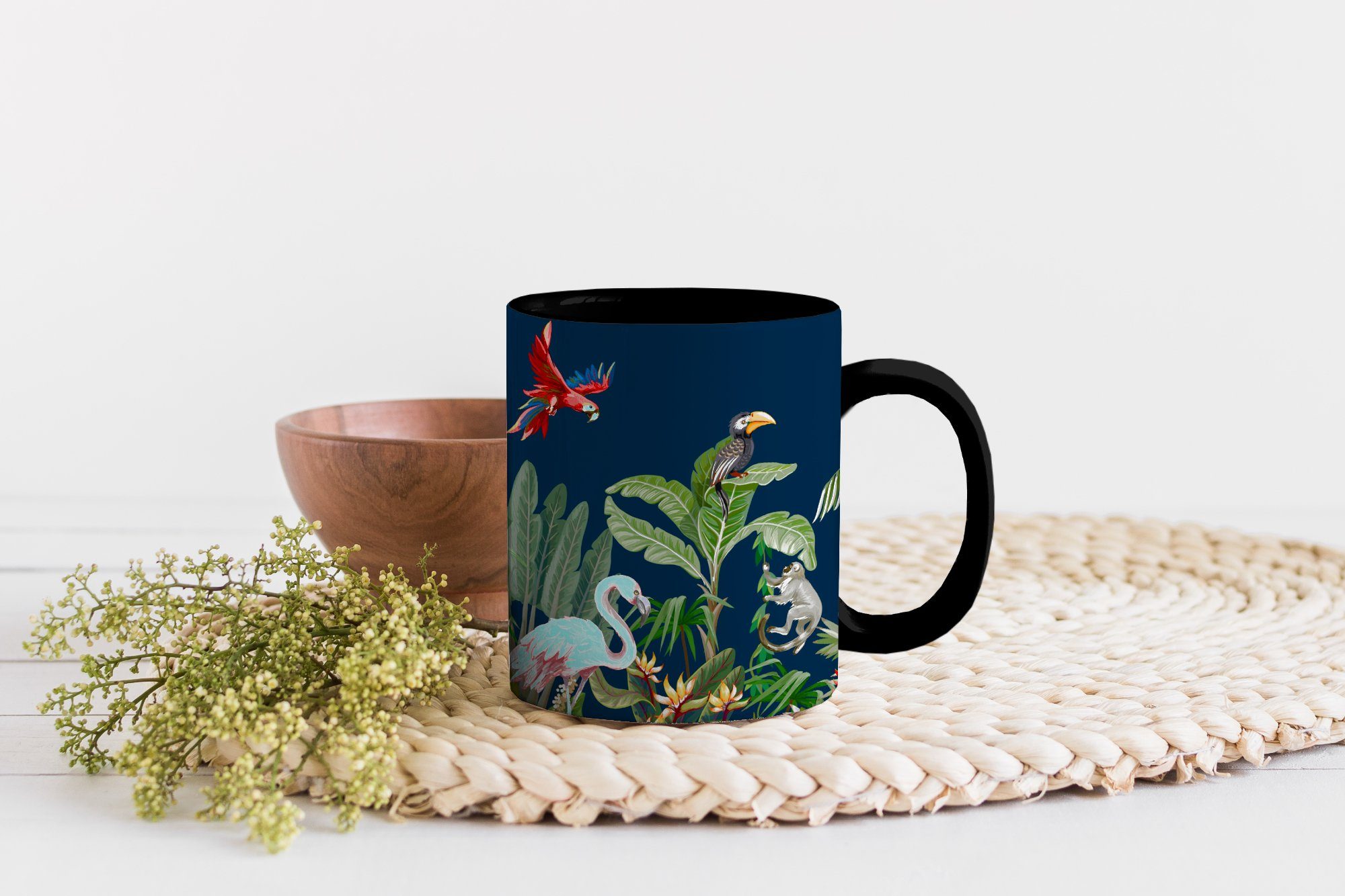Teetasse, Zaubertasse, Tiere Zebra, Geschenk Pflanzen Tasse - Kinder MuchoWow Keramik, Farbwechsel, Kaffeetassen, - - - Flamingo Dschungel -