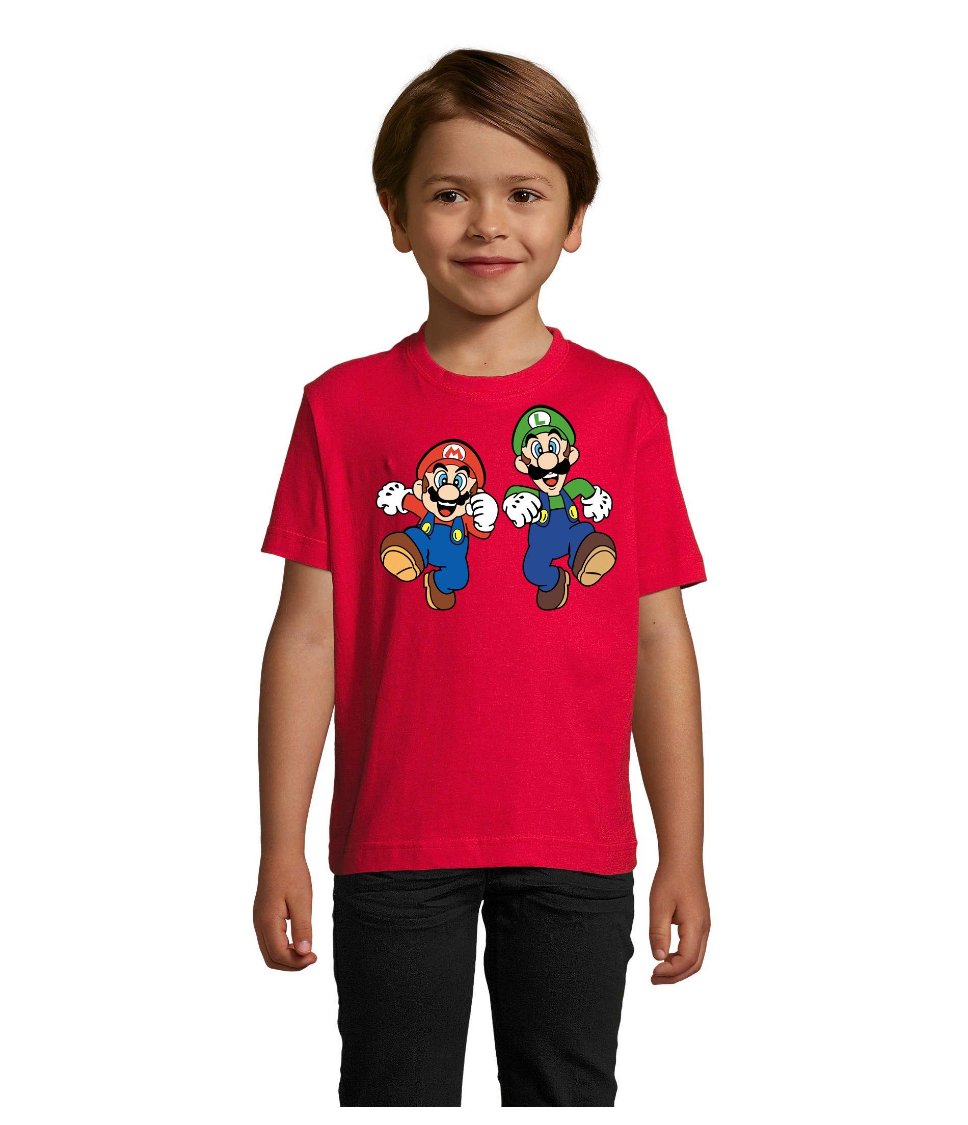 & Mario T-Shirt Kinder Blondie Brownie Gamer Rot Bowser & Yoshi Luigi Nintendo Game Konsole