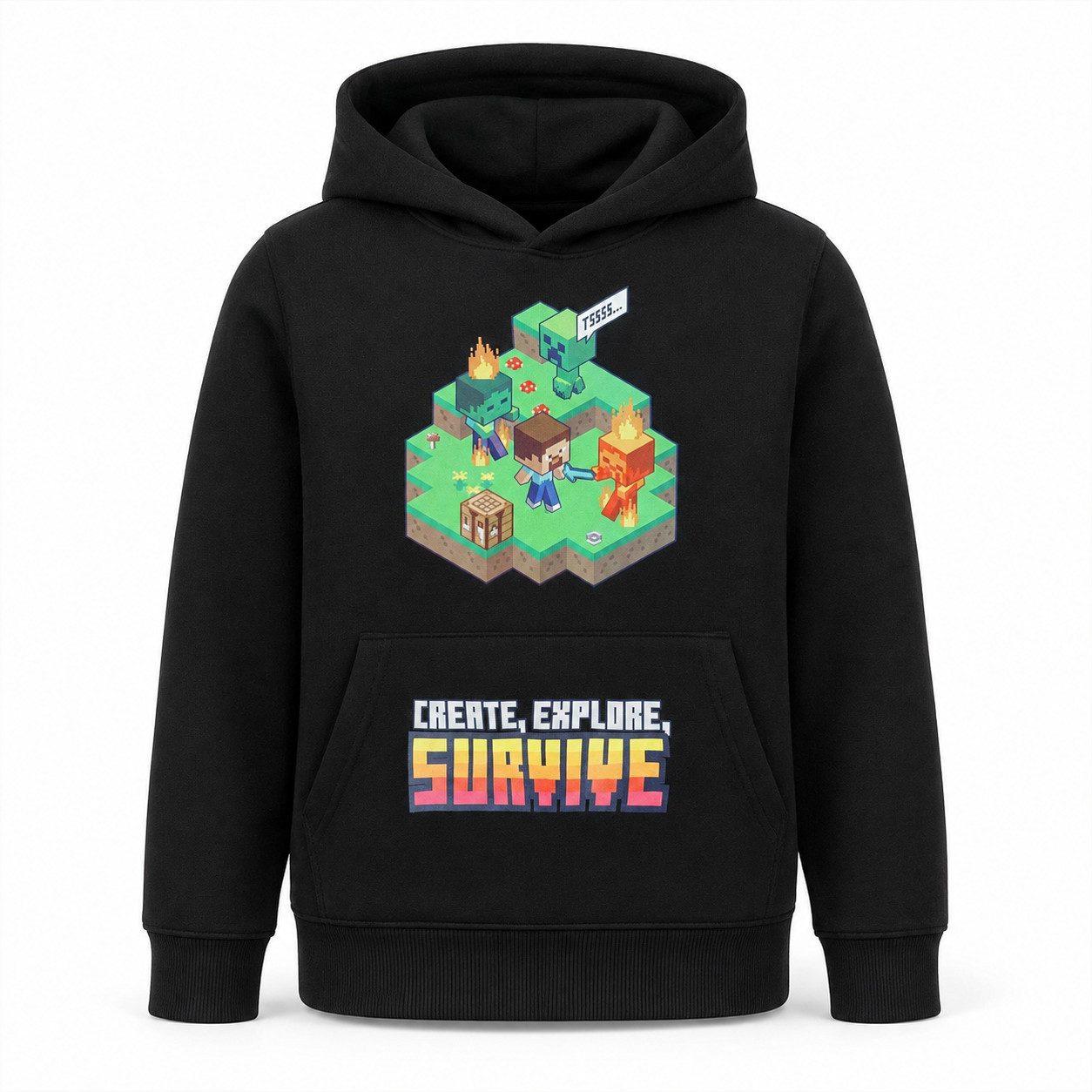 Minecraft Kapuzenpullover Minecraft Diamond Steve Kinder Hoodie Pullover Gr. 128 bis 152, 100% Baumwolle