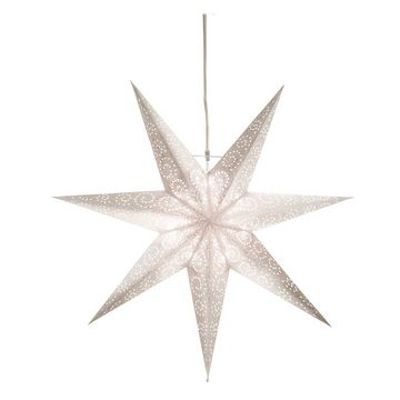 STAR TRADING LED Stern Papierstern Leuchtstern Faltstern 7-zackig hängend 60cm mit Kabel weiß