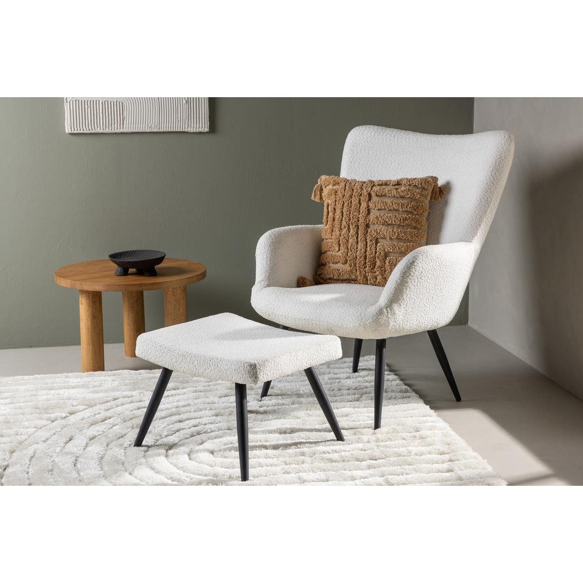 BOURGH Loungesessel COMO Relaxsessel weiß Boucle Stoff - Lounge Sessel in modernem Design