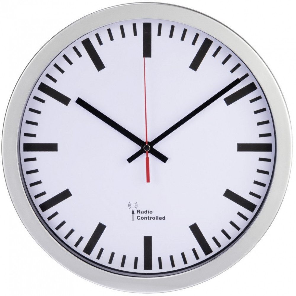 Hama Wanduhr Hama DCF-Funkwanduhr Bahnhof silber - Wanduhren.
