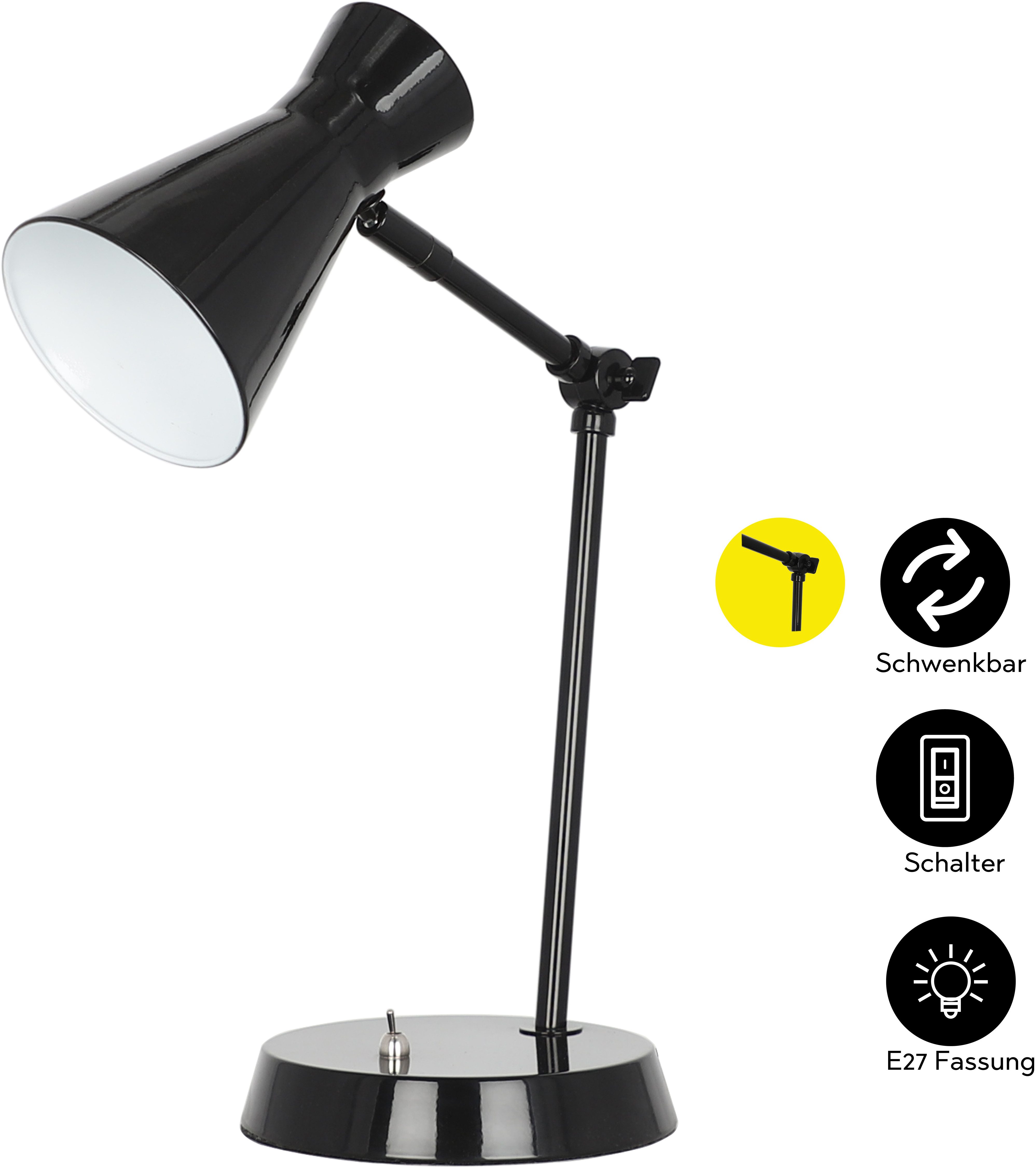 OTTO home Tischleuchte Renell, Ein-/Ausschalter, ohne Leuchtmittel, Minimalistisch, glänzend, individuell einstellbar, Schreibtischlampe – Bild 5 von 5