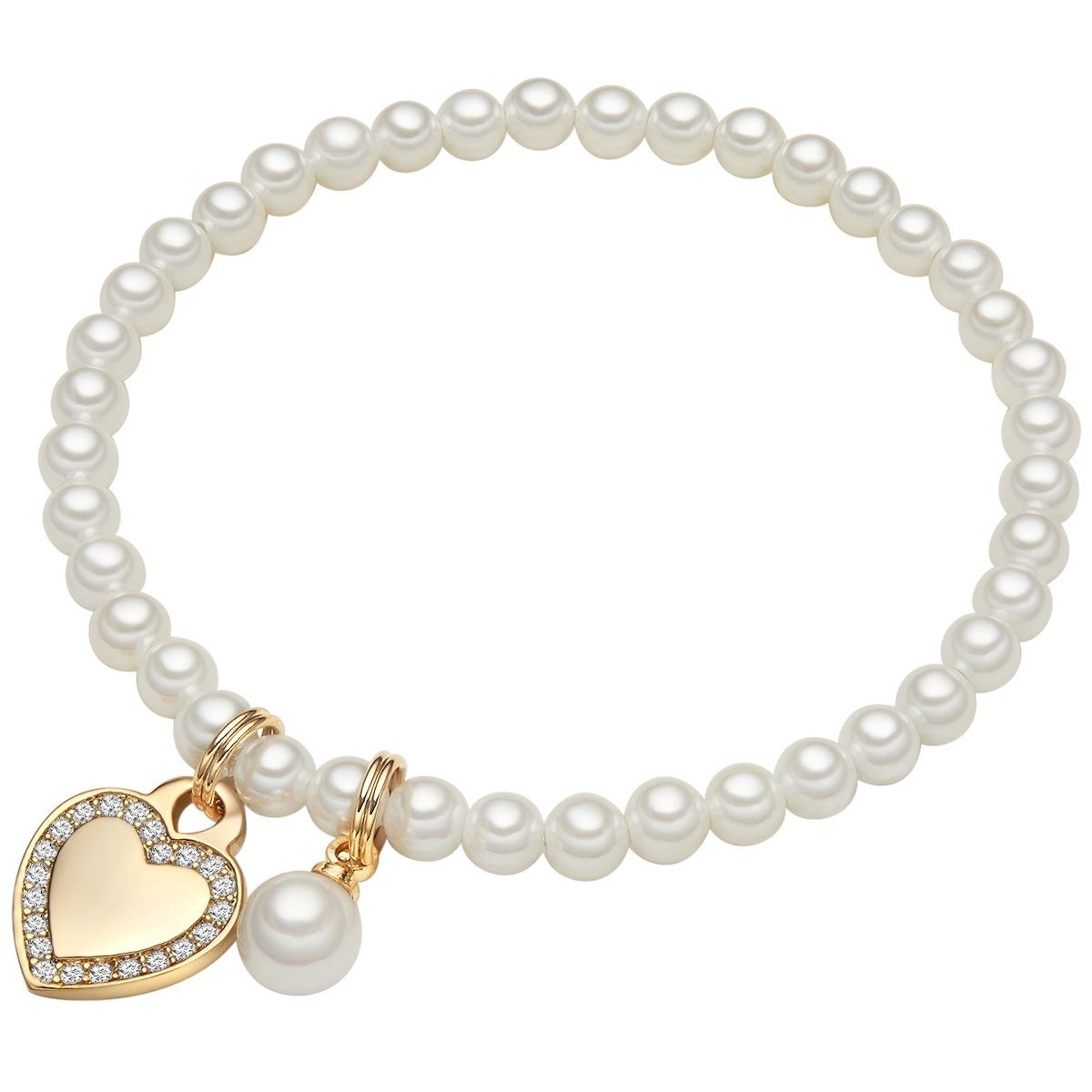 Lulu & Jane Perlenarmband Herz gelbgold, Messing