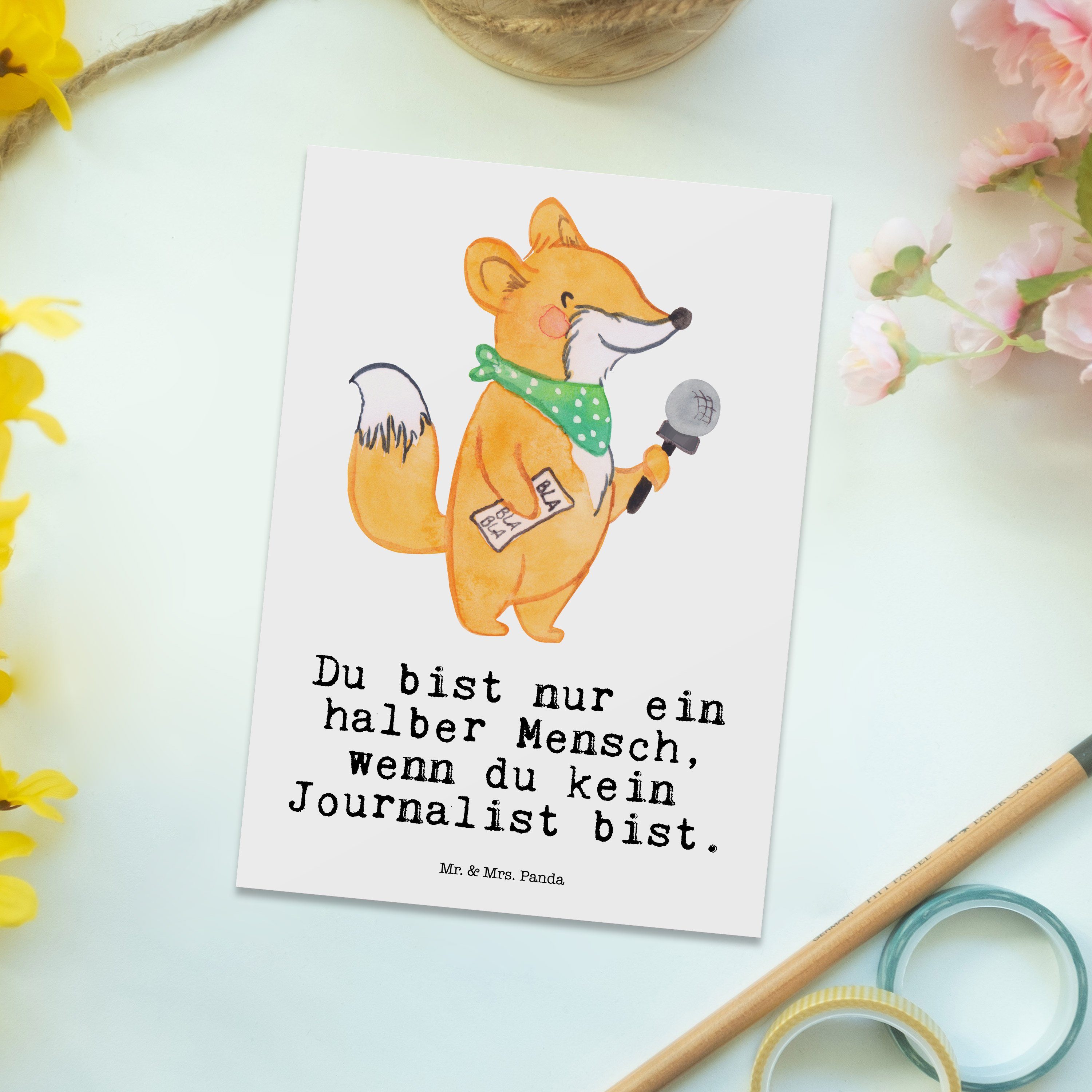 & Weiß mit Schenken, Geschenk, Mr. Studium, - Repo Herz - Journalist Panda Rente, Mrs. Postkarte
