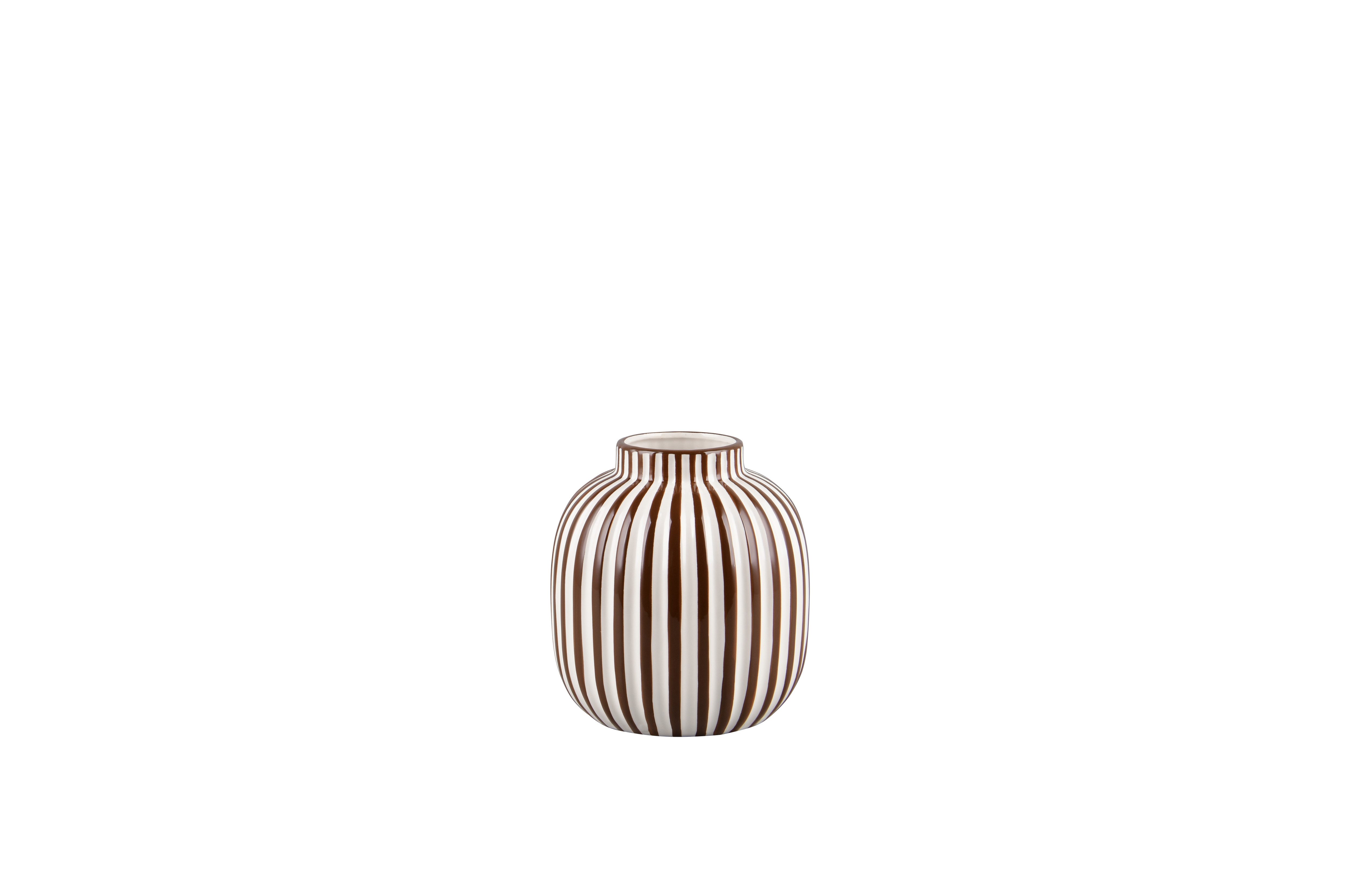 furnling Dekovase Savi, Vase mit braunen Streifen, aus hochwertiger Keramik, Höhe 21 cm