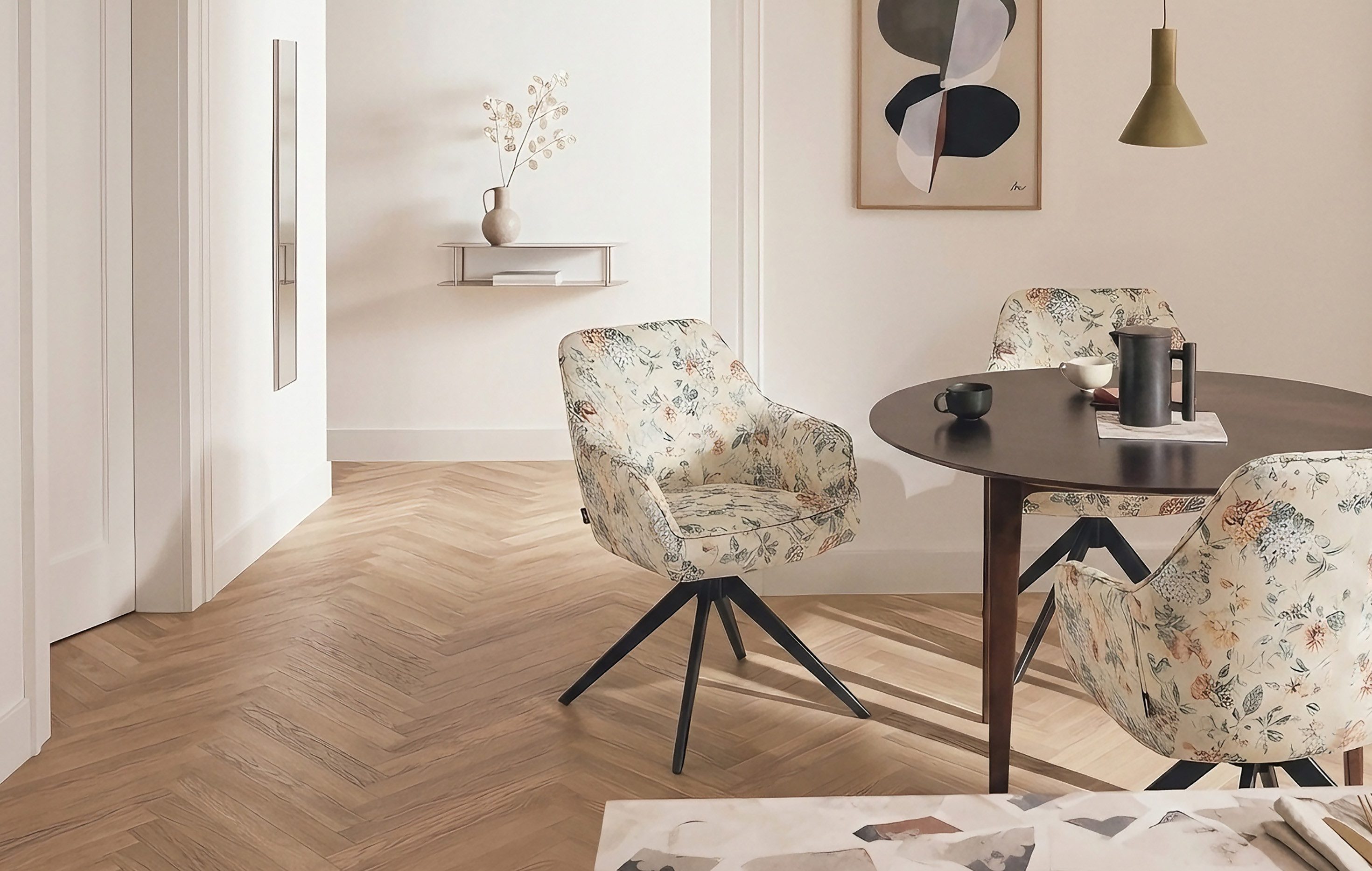 B&D home Polsterstuhl ARVIT (1 St), Federkern, drehbares Metallgestell, mit Armlehnen