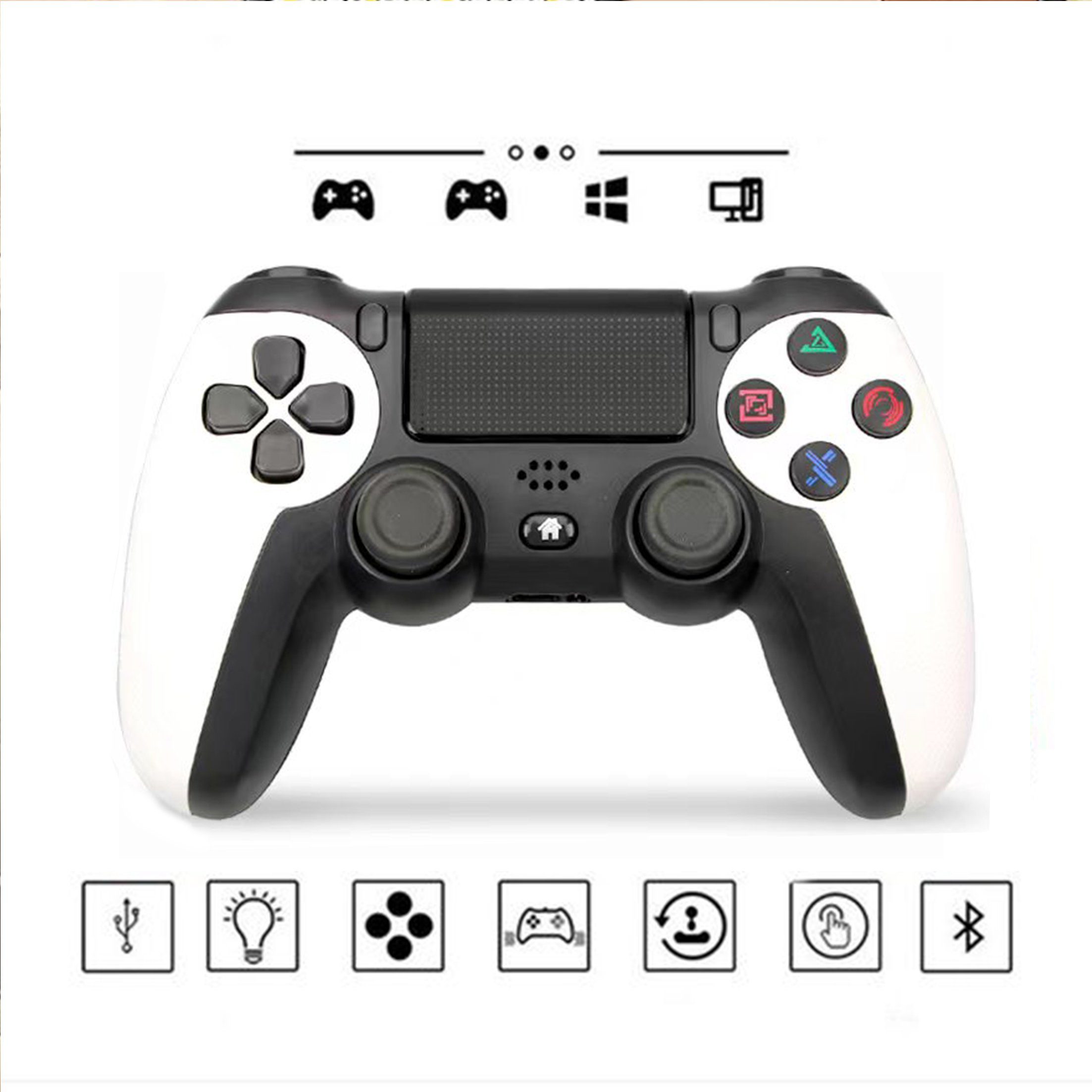 Tadow 4-Controller für PlayStation PS4,600mAh,Weiß Gamepad,Bluetooth Gamepad,Wireless Controller