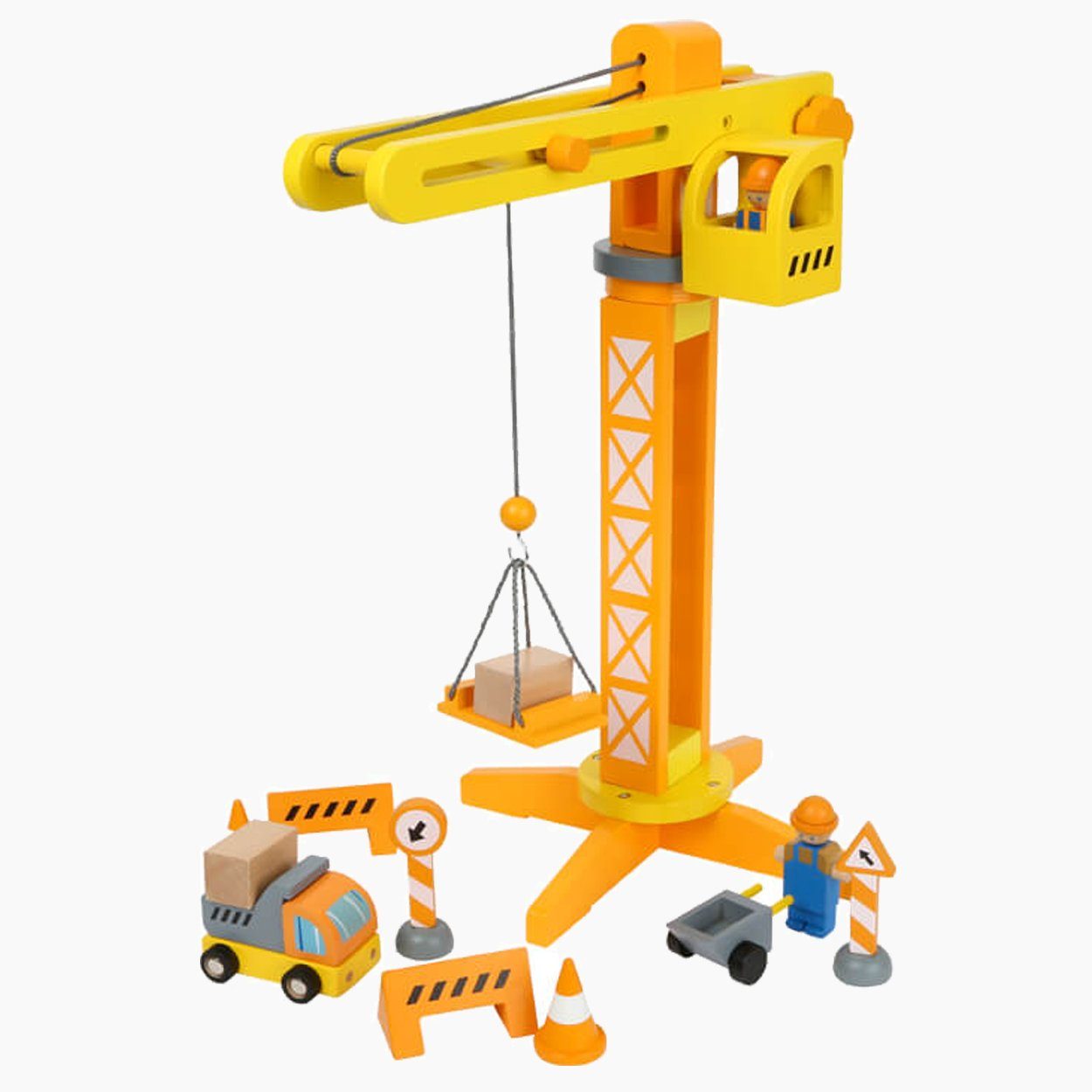 Small Foot Spielzeug-Kran Baukran mit Baustellenzubehör, (Set, 1-tlg., spar günstig online kaufen