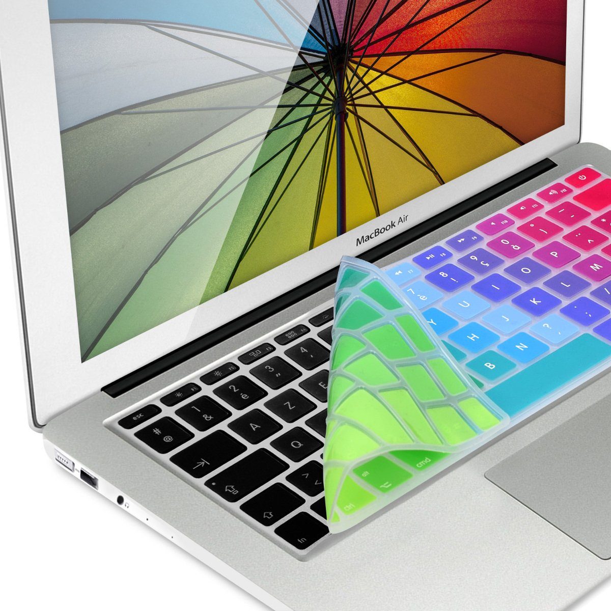 kwmobile Schutzfolie, Silikon Tastaturschutz AZERTY (Frankreich, Belgien)  für Apple MacBook Air 13''/Pro Retina 13''/15'' (bis Mitte 2016) A1369,  A1466, A1502, A1425, A1398 Farbverlauf Design