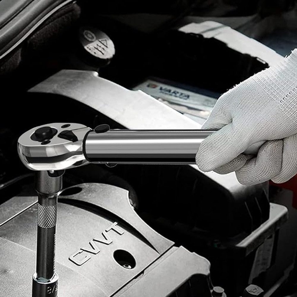 Mucola Torque Wrench Set 1/4" 3-25Nm 72 Teeth Reversible Ratchet Head (Set of 15), 6.3 mm (1/4") Drive, Chrome Vanadium Steel, incl. Work Gloves