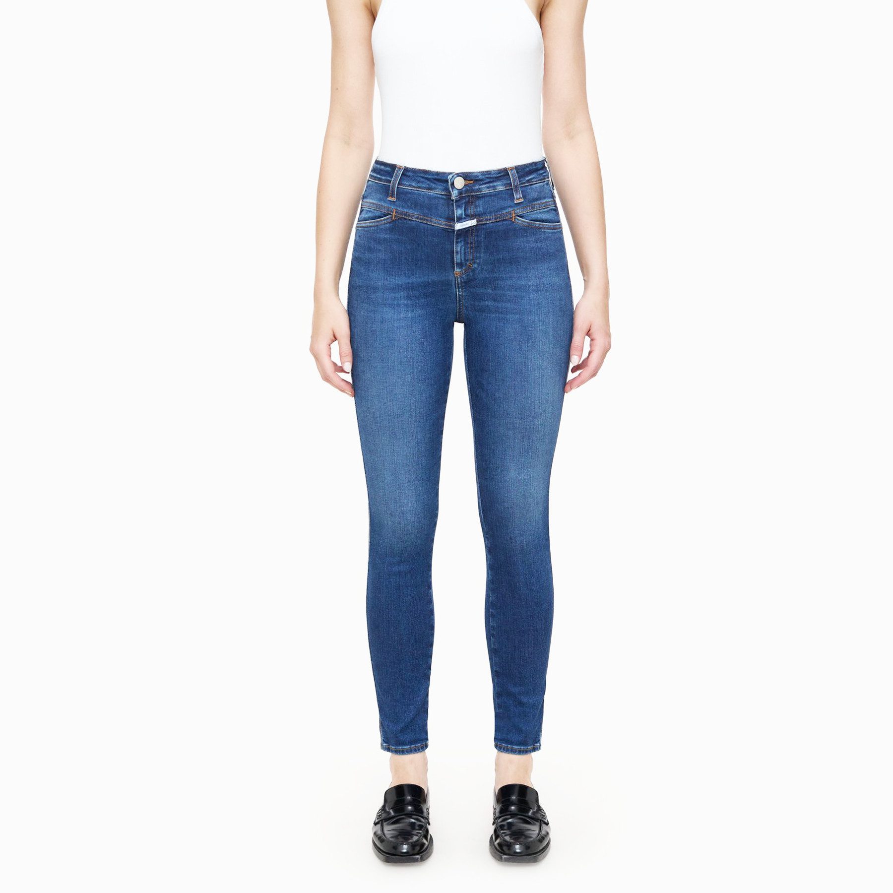 CLOSED Skinny-fit-Jeans CLOSED Jeans SKINNY PUSHER High Waist Kurz - Blau
