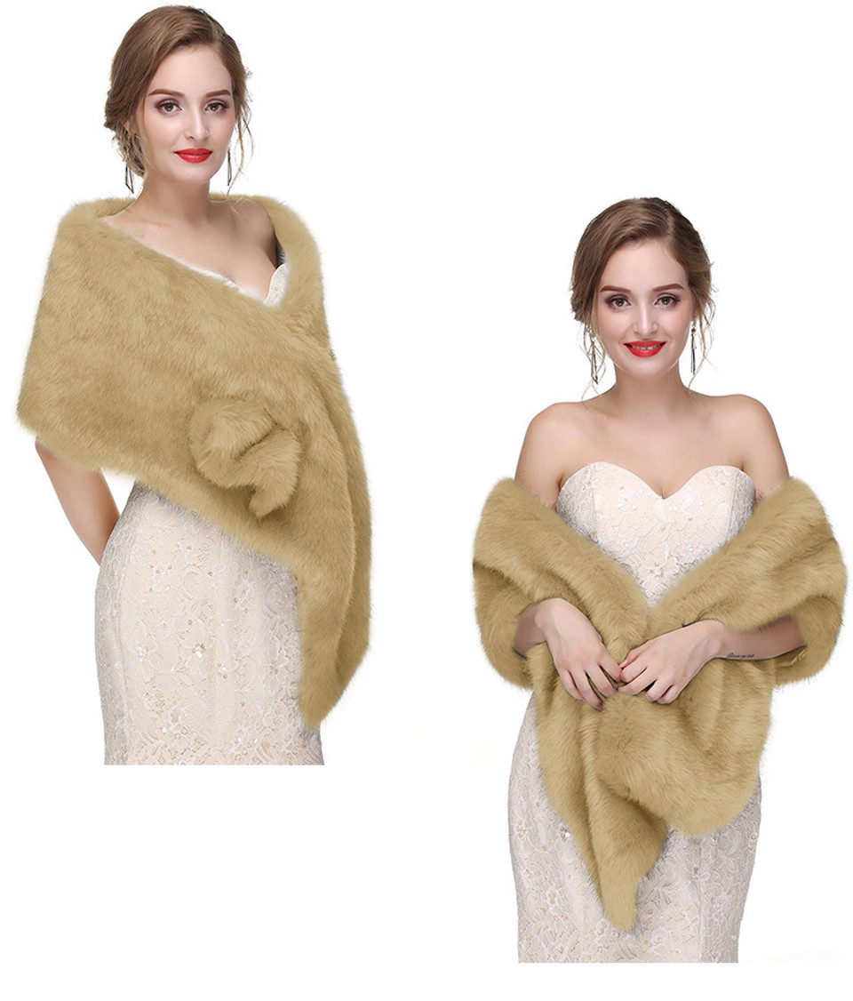 Coonoor Modeschal Damen Brautjacke Brautstola Kunstfell Braut Stola Abendstola, (1-St), Hochzeitstuch Pelzimitat für Abendparty Hochzeitstuch