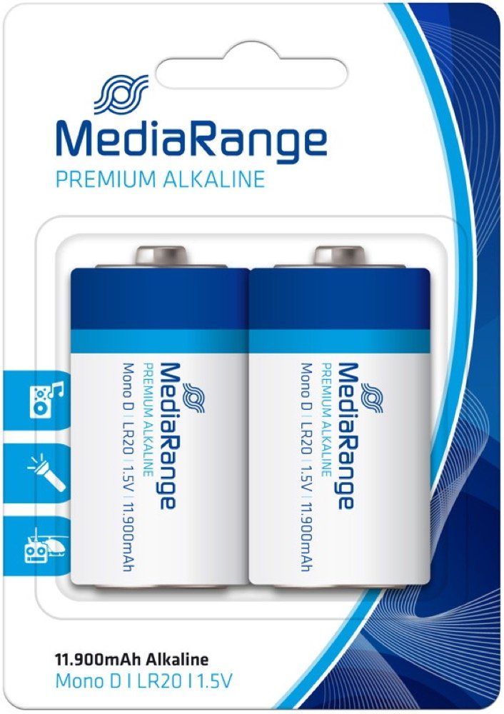 Mediarange 2 Premium D / Mono Alkaline Batterien im 2er Blister Batterie
