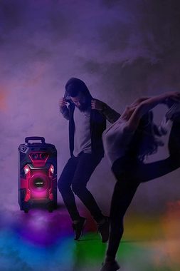 Leicke DJ Roxxx Trolley-Partyspeaker Pro Bluetooth-Lautsprecher (Bluetooth, 50 W, zwei Mikrofonanschlüsse, Disko-LED-Licht)