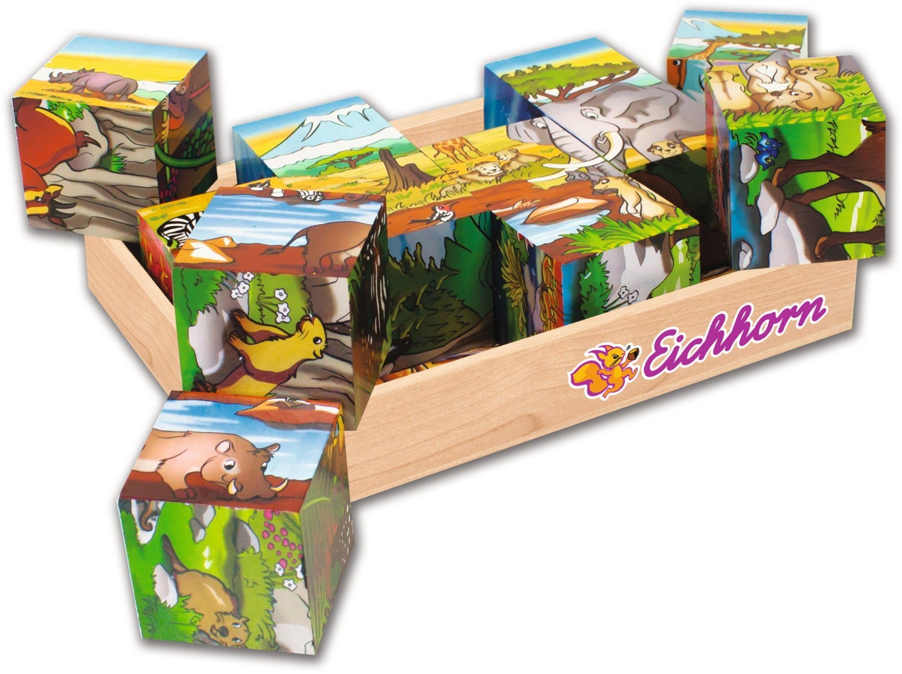 Eichhorn Puzzle 12 Teile Kinder Würfel Puzzle Holz Tiermotive 100005480, 12 Puzzleteile
